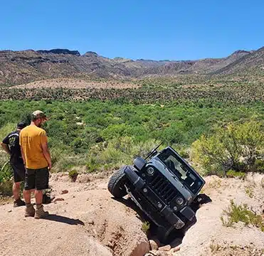 Jeep Stuck in Ditch in Arizona Desert